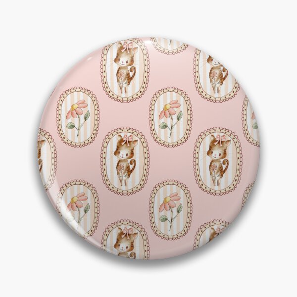 Item preview, Cute Tabby Kitten Cat with Bow and flower on pink designed and sold by JanetMGraham.