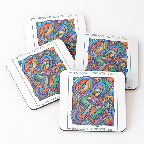 Item preview, Explore Create Be - Vibrant Abstract Line Art designed and sold by SubhAksara.