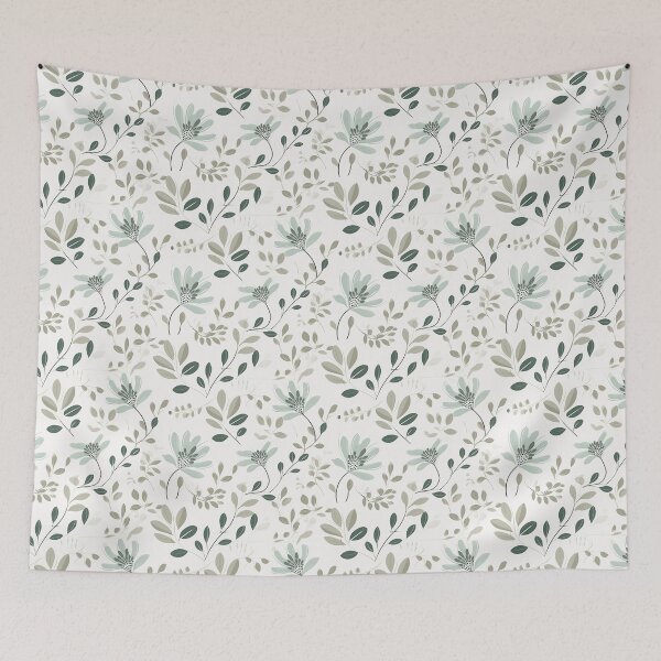 Item preview, Modern Silver Green Boho Floral designed and sold by PetalandPixal.