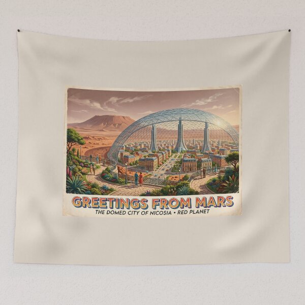 Item preview, Greetings From Mars Domed City Nicosia Postcard designed and sold by SplashTastic.
