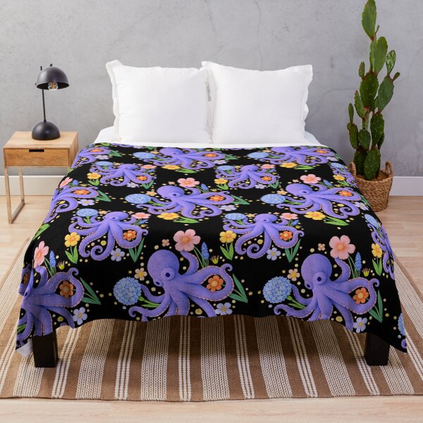 Item preview, Textured Purple Octopus in Blooming Flower Garden designed and sold by TinyBold Co..
