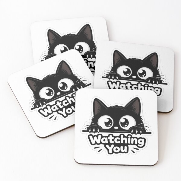 Item preview, Watching You Black Cat | Cute Creepy Kawaii Cat Meme designed and sold by CozyNekoClub.