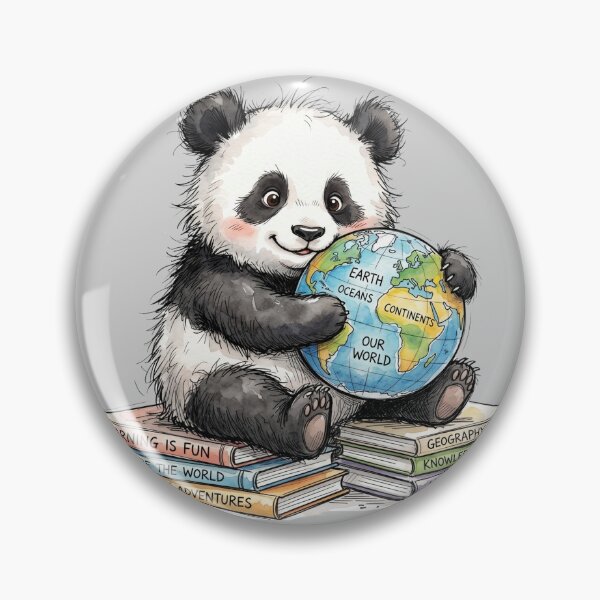 Item preview, Cute Watercolor Baby Panda exploring World Globe Art designed and sold by BreezifyDesignStudio.