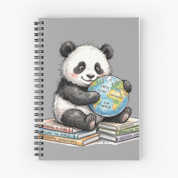Item preview, Cute Watercolor Baby Panda exploring World Globe Art designed and sold by BreezifyDesignStudio.