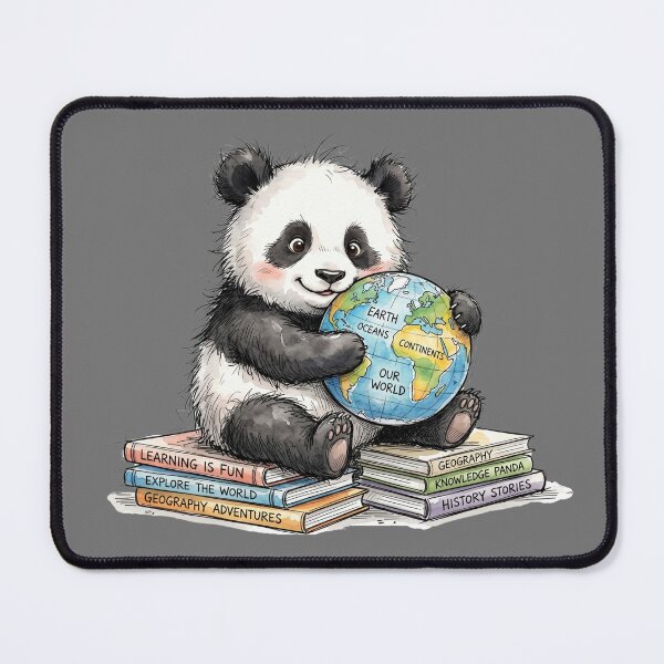 Item preview, Cute Watercolor Baby Panda exploring World Globe Art designed and sold by BreezifyDesignStudio.
