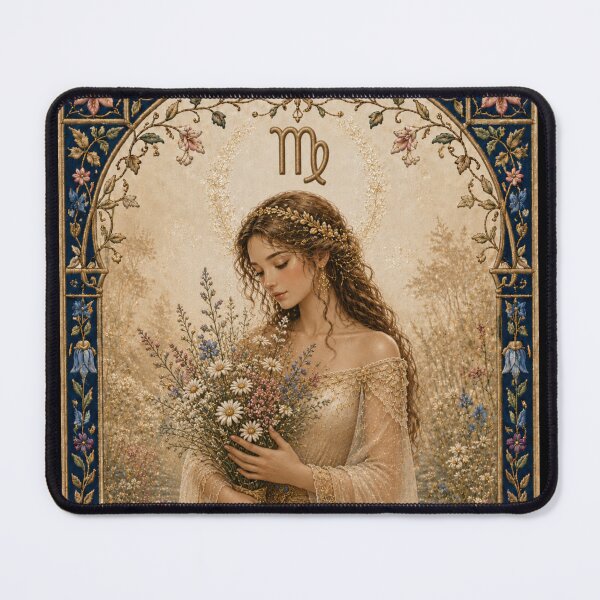 Item preview, Virgo Zodiac Maiden | Celtic Art Aesthetic | Medieval Fantasy Faux Embroidery Art designed and sold by doinitzart.