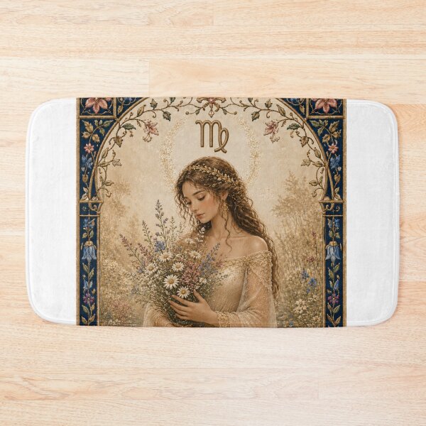 Item preview, Virgo Zodiac Maiden | Celtic Art Aesthetic | Medieval Fantasy Faux Embroidery Art designed and sold by doinitzart.