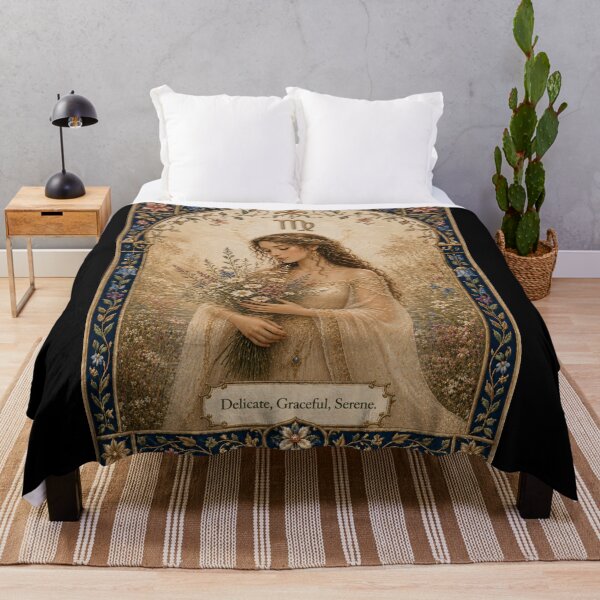 Item preview, Virgo Zodiac Maiden | Celtic Art Aesthetic | Medieval Fantasy Faux Embroidery Art designed and sold by doinitzart.