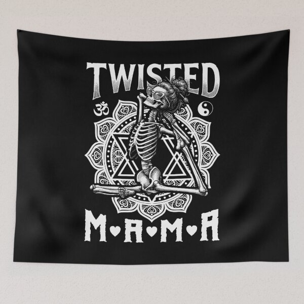 Item preview, Twisted Yoga Mama Gothic Mom Skeleton Mermaid Pose Mandala designed and sold by GrandeDuc.