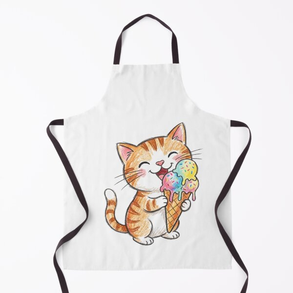 Item preview, Cute Orange Tabby Cat Eating Colorful Ice Cream Cone designed and sold by TaiwanMemory.