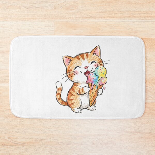 Item preview, Cute Orange Tabby Cat Eating Colorful Ice Cream Cone designed and sold by TaiwanMemory.