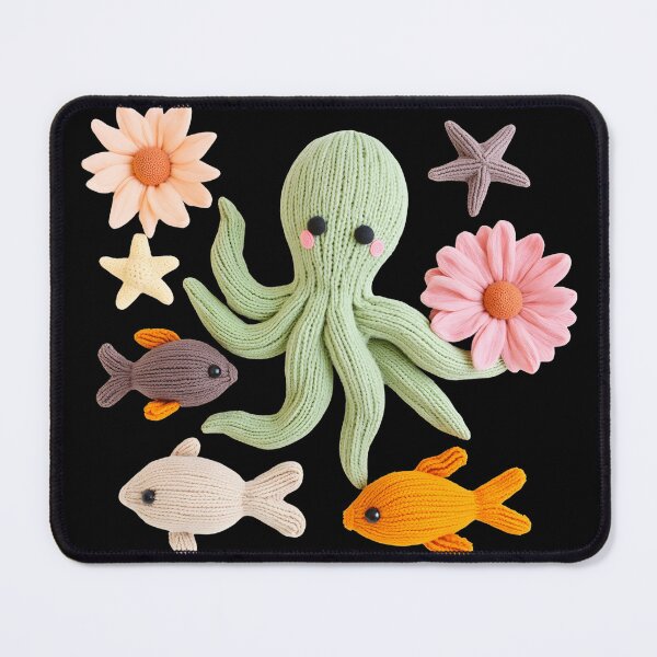 Item preview, Cute Knitted Green Octopus and Sea Friends designed and sold by TinyBold Co..