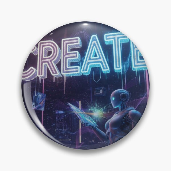Item preview, CREATE - Futuristic AI Robot Artist Cyberpunk Neon Tech Design designed and sold by AiNaturalsOnly.