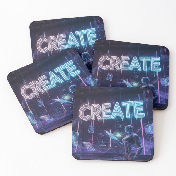 Item preview, CREATE - Futuristic AI Robot Artist Cyberpunk Neon Tech Design designed and sold by RAMHEARTS.