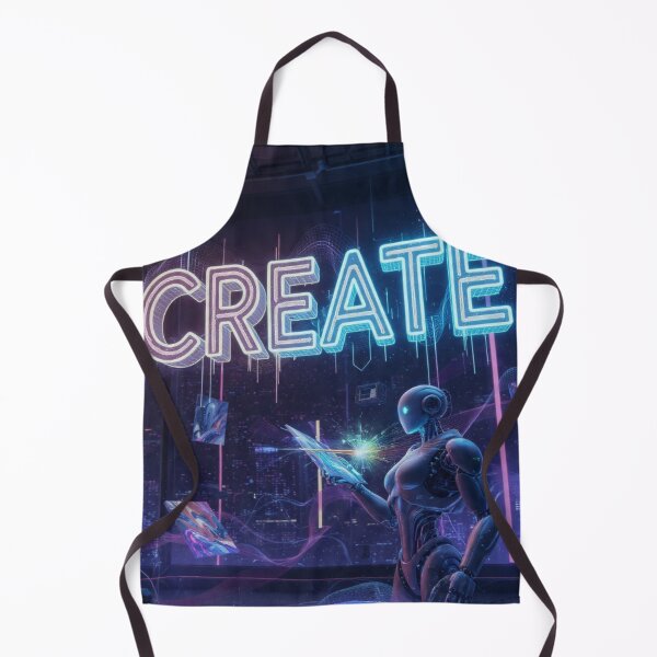 Item preview, CREATE - Futuristic AI Robot Artist Cyberpunk Neon Tech Design designed and sold by RAMHEARTS.