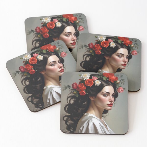 Item preview, Woman with flowers wall art print designed and sold by MK26Designs.