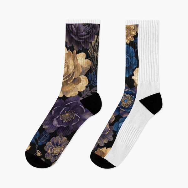 Item preview, Luxury Gold & Sapphire Floral Pattern | Elegant Dark Botanical Flowers | Midnight Garden Aesthetic designed and sold by GalleryPeak.