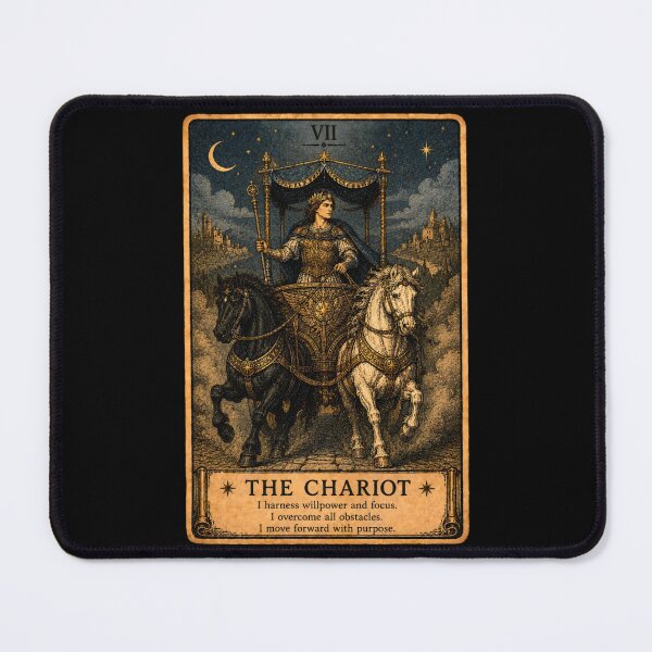 Item preview, The Chariot Tarot Card - Mystical Willpower Tarot Illustration designed and sold by ArcanaAbsolute.