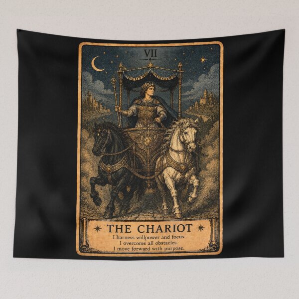 Item preview, The Chariot Tarot Card - Mystical Willpower Tarot Illustration designed and sold by ArcanaAbsolute.