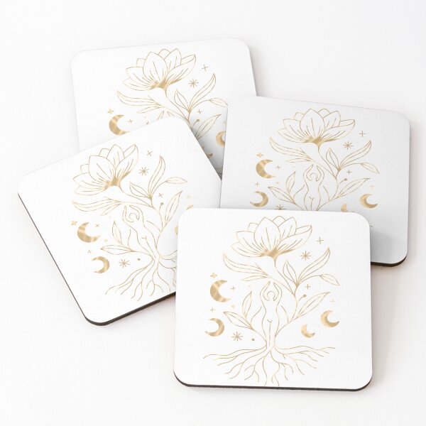 Item preview, Whimsical Lotus Path - Minimalist Line Art | Gold Botanical. designed and sold by jee532.