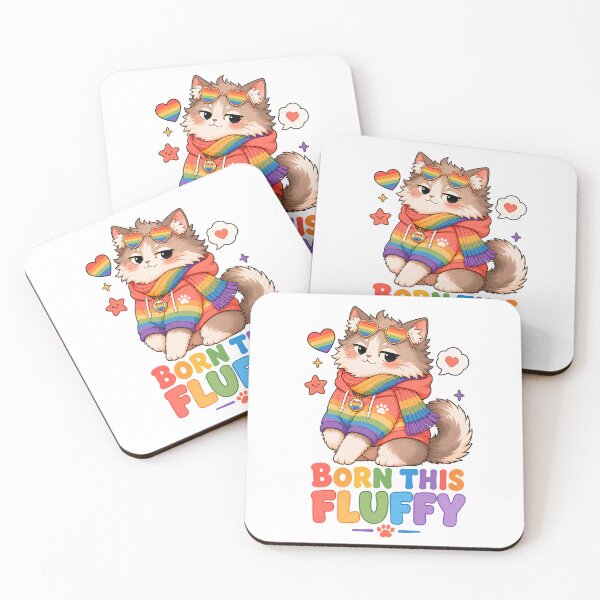 Item preview, Born This Fluffy Pride Cat Sticker designed and sold by MoodCats.