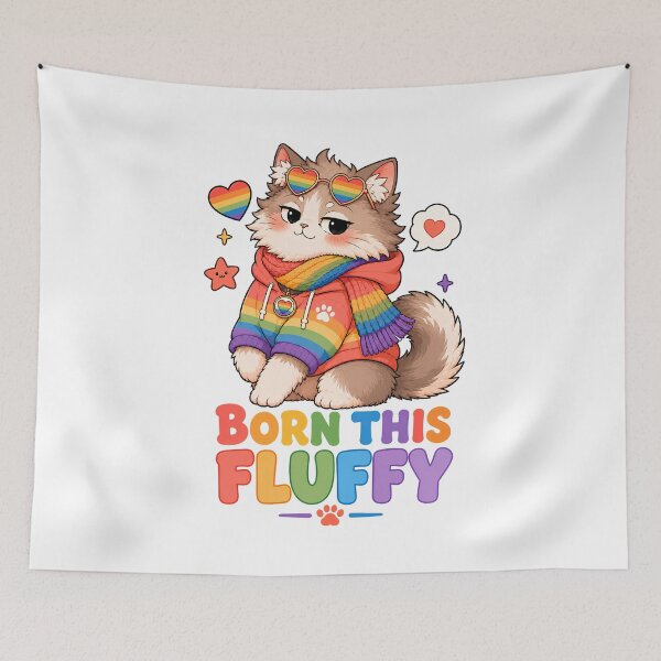 Item preview, Born This Fluffy Pride Cat Sticker designed and sold by MoodCats.