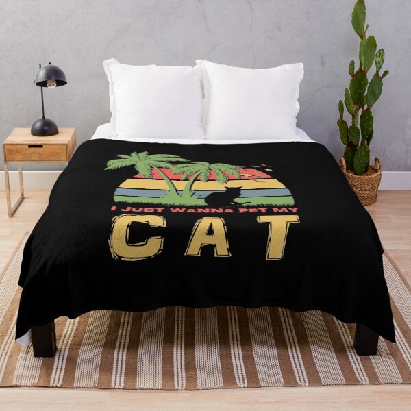 Item preview, I Just Wanna Pet My Cat Retro Sunset Palm Trees designed and sold by marke770.