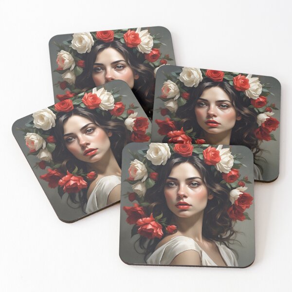 Item preview, Woman with flowers wall art print designed and sold by MK26Designs.