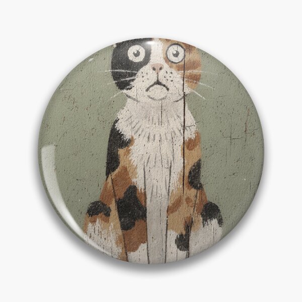 Item preview, Startled Wide-Eyed Calico Cat Folk Art designed and sold by PictorialWhimsy.