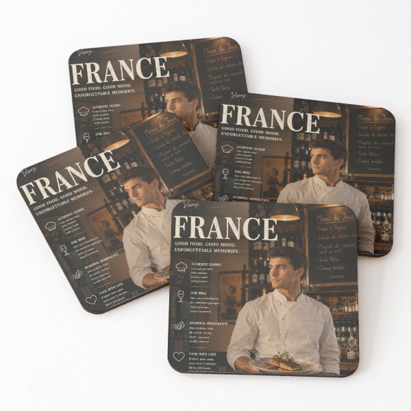 Item preview, France Culinary Travel Poster – French Bistro, Fine Dining & Gourmet Cuisine Wall Art designed and sold by Inkora-Art.