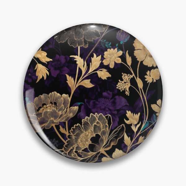 Item preview, Luxury Gold Floral Pattern | Dark Purple Botanical Garden | Elegant Midnight Flower Design designed and sold by GalleryPeak.