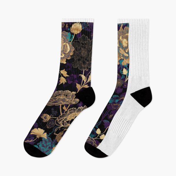 Item preview, Luxury Gold Floral Pattern | Dark Purple Botanical Garden | Elegant Midnight Flower Design designed and sold by GalleryPeak.