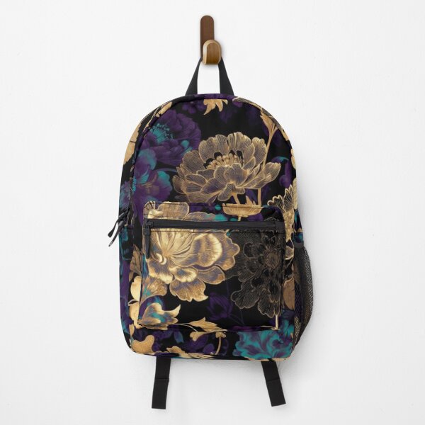Item preview, Luxury Gold Floral Pattern | Dark Purple Botanical Garden | Elegant Midnight Flower Design designed and sold by GalleryPeak.