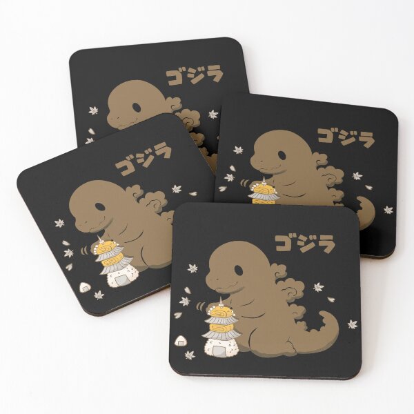 Item preview, Cute Chibi Kaiju with Pagoda and Onigiri designed and sold by LafinaArt.