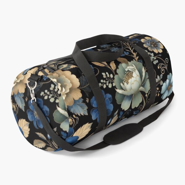 Item preview, Blue Gold Floral Pattern | Elegant Botanical Flower Design | Luxury Dark Floral Art designed and sold by GalleryPeak.