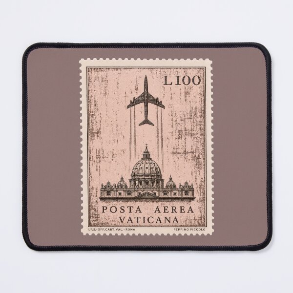 Item preview, Vintage 1967 Vatican Airmail Stamp – Posta Aerea Vaticana L100 Distressed Philatelic Design designed and sold by Schulz Lightprint Studio.