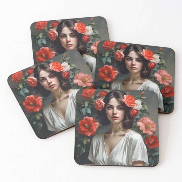 Item preview, Woman with flowers wall art print designed and sold by MK26Designs.