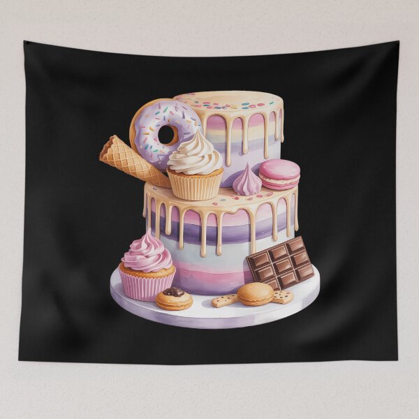 Item preview, Ice Cream Cupcake Chocolate Lavender Party Cake designed and sold by sailorjessiArt.