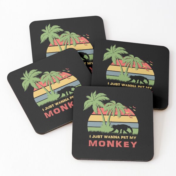 Item preview, I Just Wanna Pet My Monkey Retro Sunset Design designed and sold by marke770.