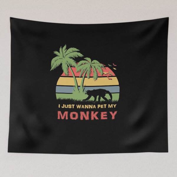 Item preview, I Just Wanna Pet My Monkey Retro Sunset Design designed and sold by marke770.