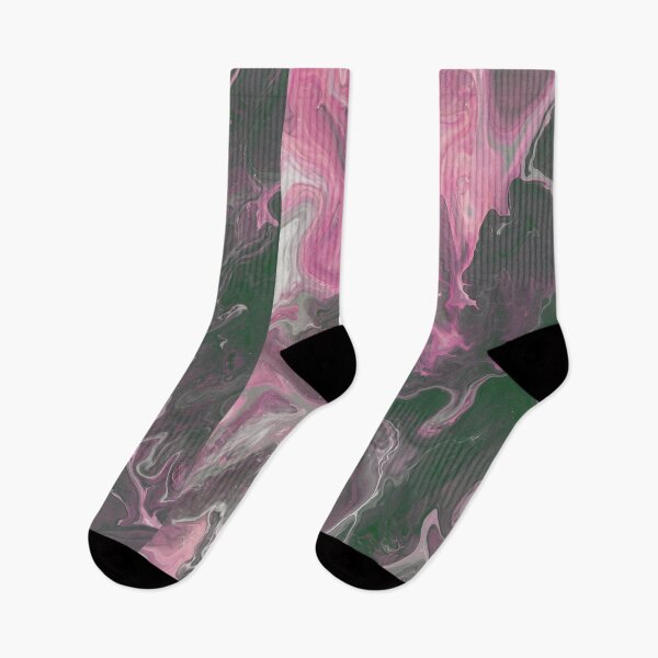 Item preview, Abstract Fluid Art: Pink and Deep Forest Green Marble Swirl designed and sold by L&L.