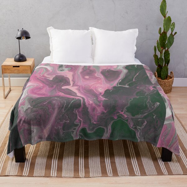 Item preview, Abstract Fluid Art: Pink and Deep Forest Green Marble Swirl designed and sold by L&L.