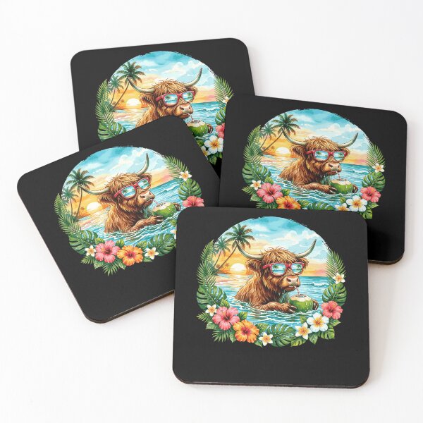 Item preview, Funny Highland Cow Tropical Beach Hawaii Summer Vacation designed and sold by Littermin.