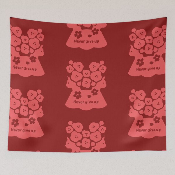 Item preview, Never Give Up Japanese Floral Cats Silhouette Art designed and sold by LafinaArt.