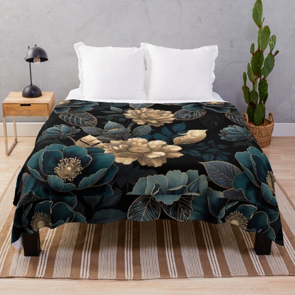 Item preview, Midnight Blue Floral Pattern | Luxury Gold Botanical Flowers | Elegant Dark Floral Design designed and sold by GalleryPeak.