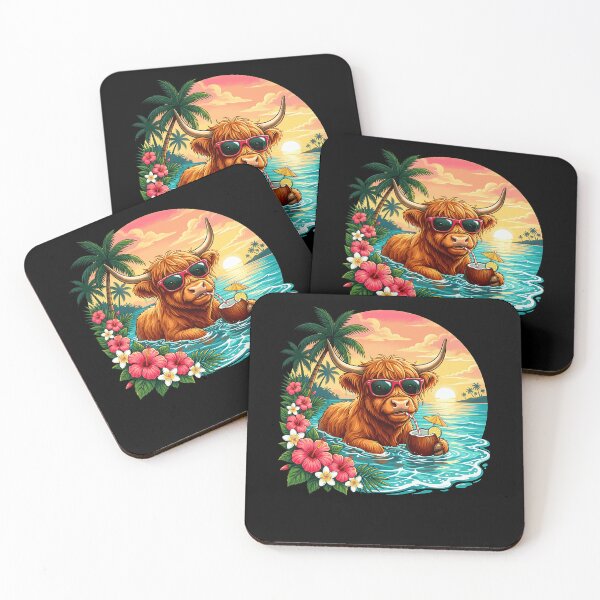 Item preview, Funny Highland Cow Tropical Beach Hawaii Summer Vacation designed and sold by Littermin.