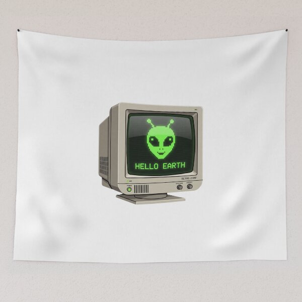 Item preview, Retro Pixel Computer Alien Graphic designed and sold by ryanguas.