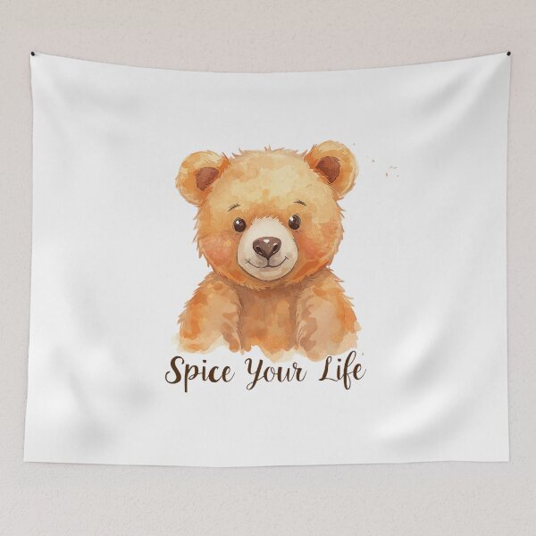 Item preview, Cute Watercolor Teddy Bear “Spice Your Life” – Cozy Aesthetic Animal Illustration designed and sold by JessLamunn89.
