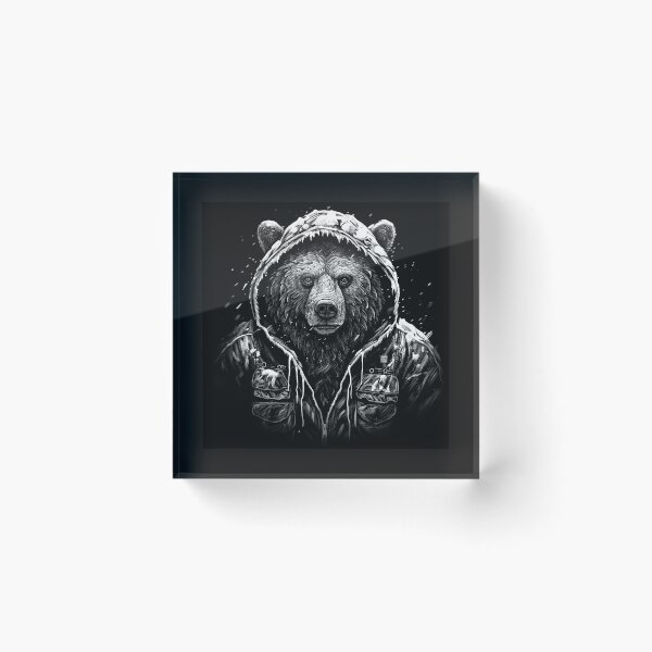 Item preview, Hooded Bear Dark Wildlife Portrait Art designed and sold by inkoutninja.