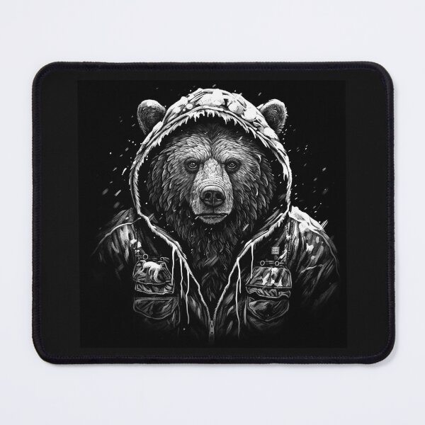Item preview, Hooded Bear Dark Wildlife Portrait Art designed and sold by inkoutninja.